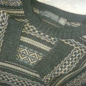Crewneck winter sweater XL blue tan